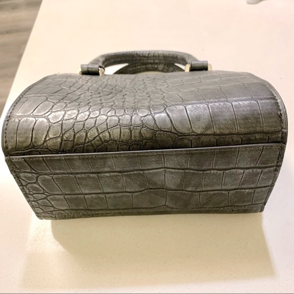 🖤 Bebe Black Pearl Croc Leather Mini Satchel Crossbody Bag - Picture 4 of 13